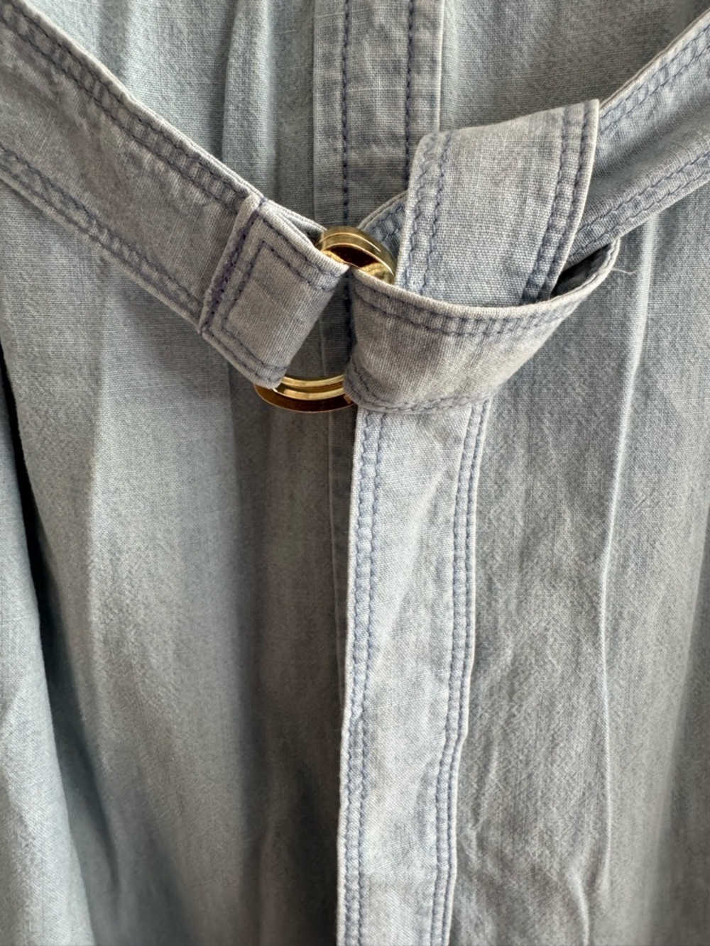 MICHAEL Michael Kors Light Blue Chambray Maxi Shirt Dress with Belted Waist - Picture 7 of 9